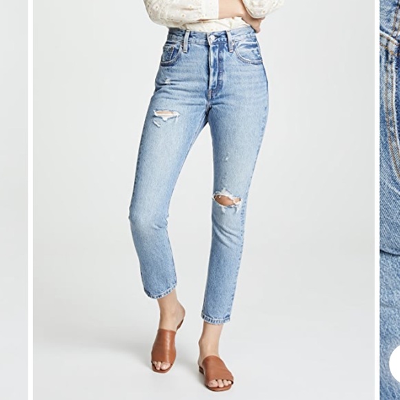LEVI'S 501 stone washed blue boyfriend jeans